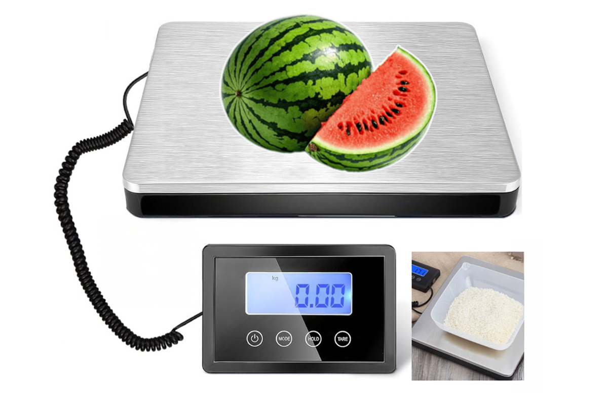 Side angle of platform scale electronic with clear LCD display