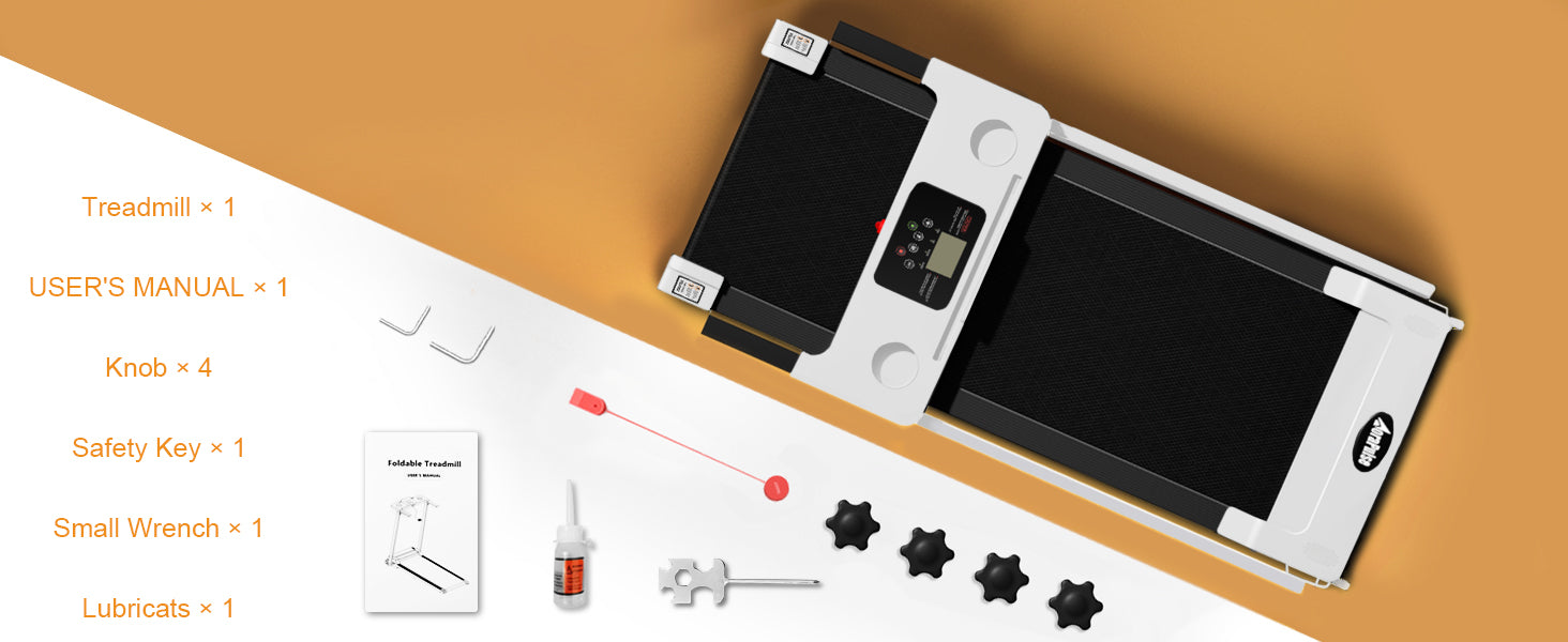 Assembly tool kit and lubricating oil included with treadmill