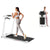 Foldable walking treadmill white colour side view with handles