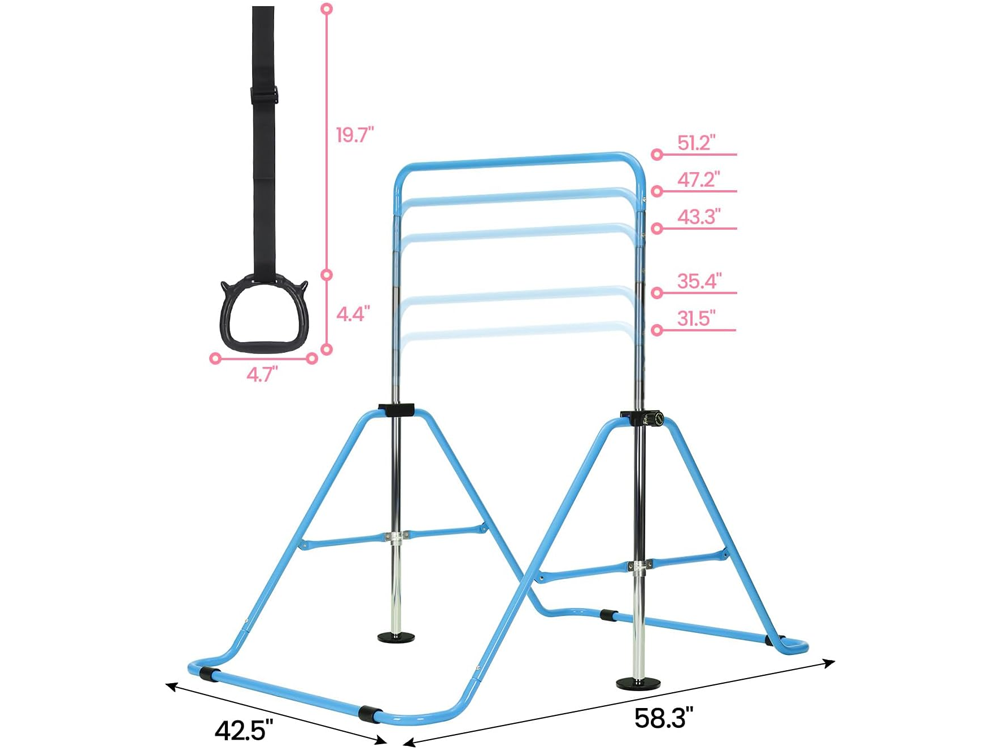 Gymnastic training bar used outdoors on grass surface