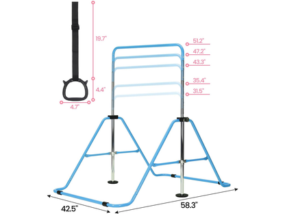 Gymnastic training bar used outdoors on grass surface