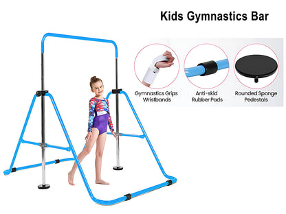 Gymnastic training bar folded flat for easy storage