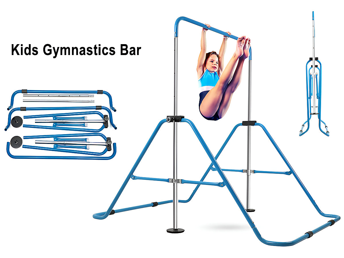 Front angle of gymnastic training bar with stable base on floor