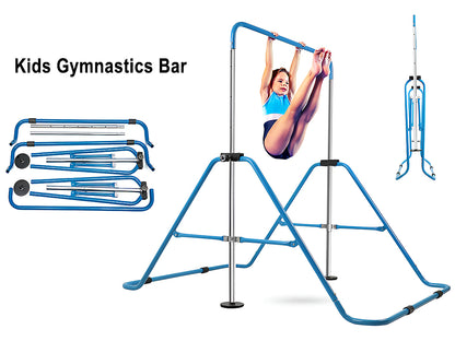 Front angle of gymnastic training bar with stable base on floor