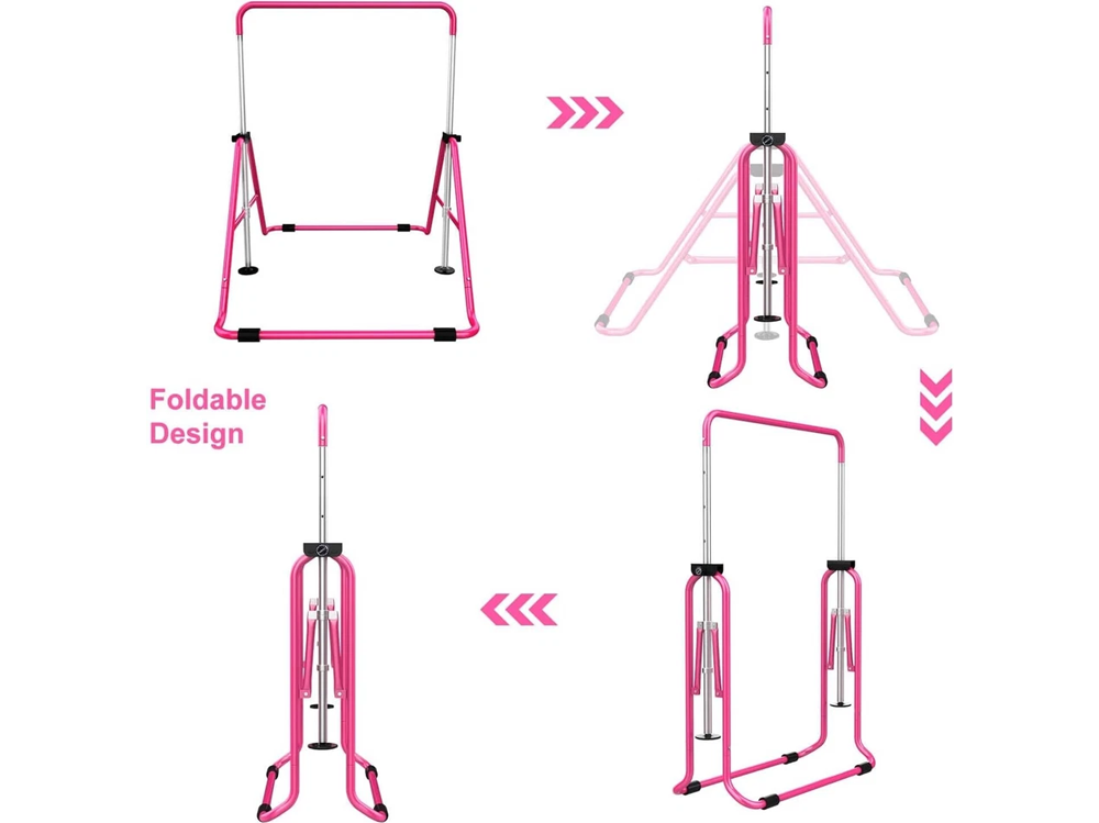 Pink gymnastic training bar with installation accessories included