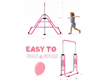 Gymnastic training bar in use for beginner gymnastics swings