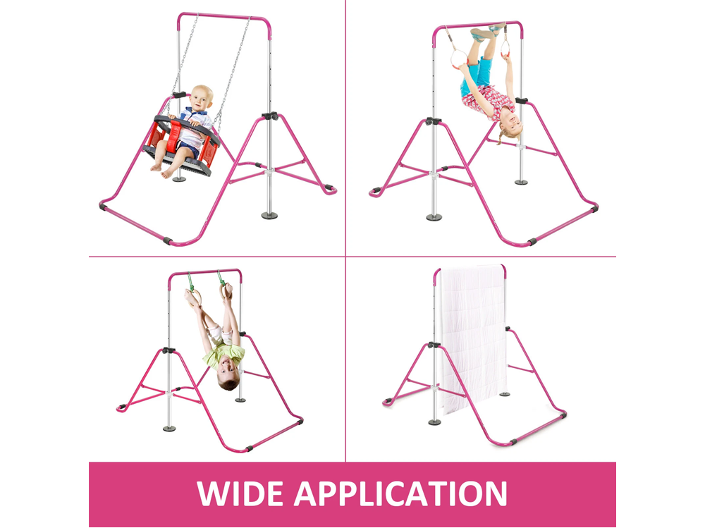 Pink gymnastic training bar with installation accessories included