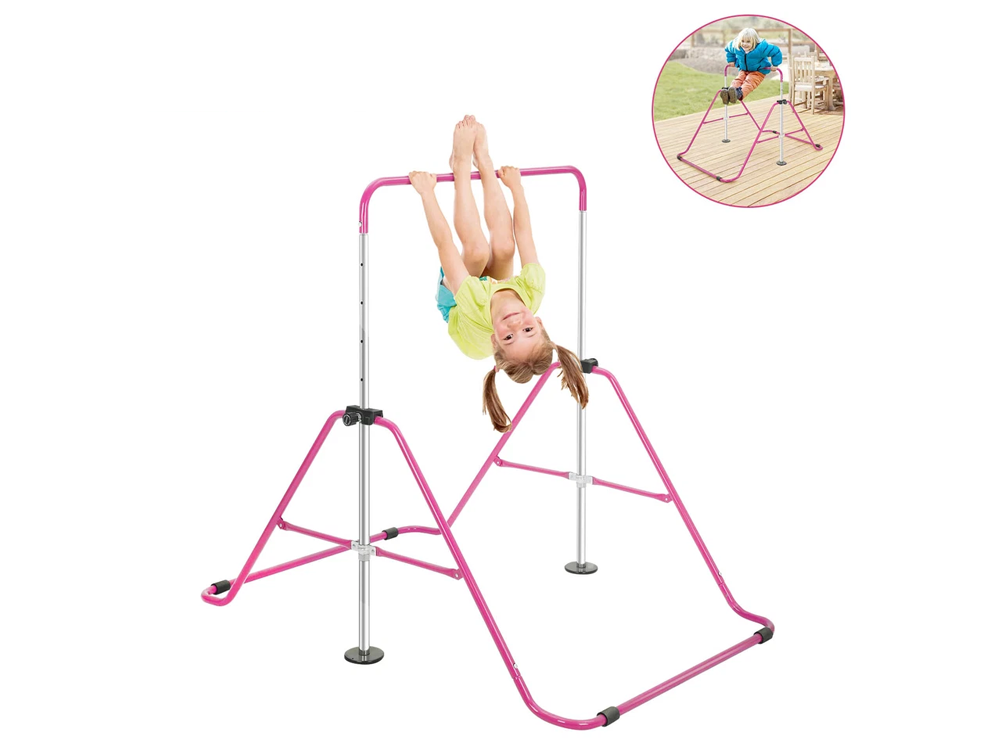Pink gymnastic training bar with installation accessories included