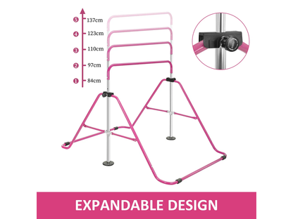 Pink gymnastic training bar with installation accessories included