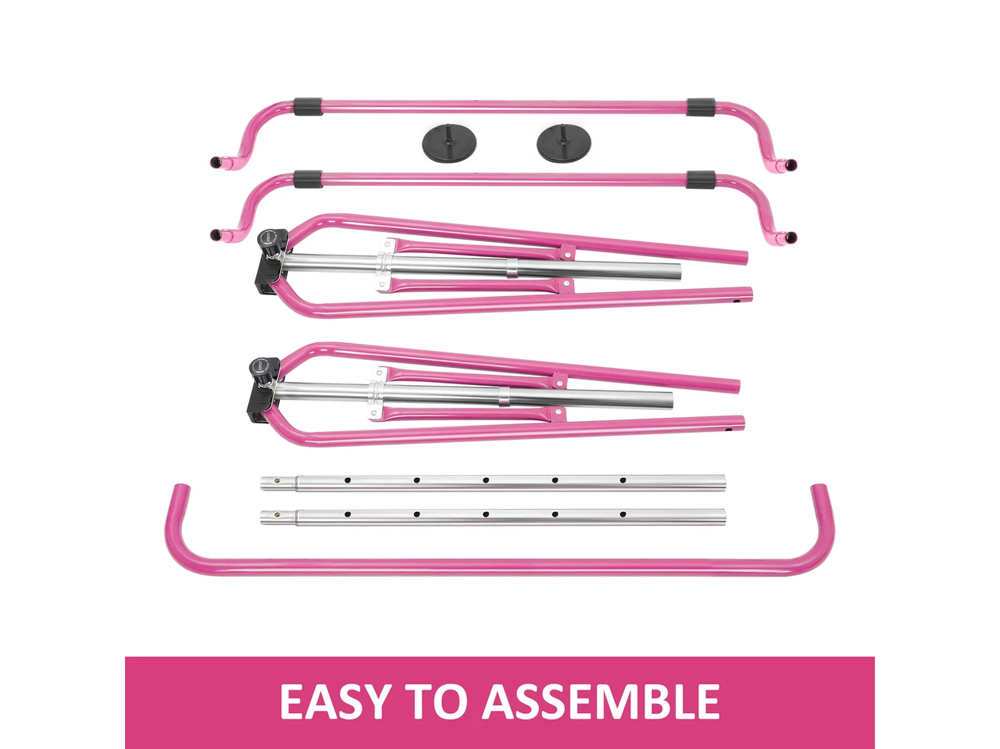 Pink gymnastic training bar with installation accessories included