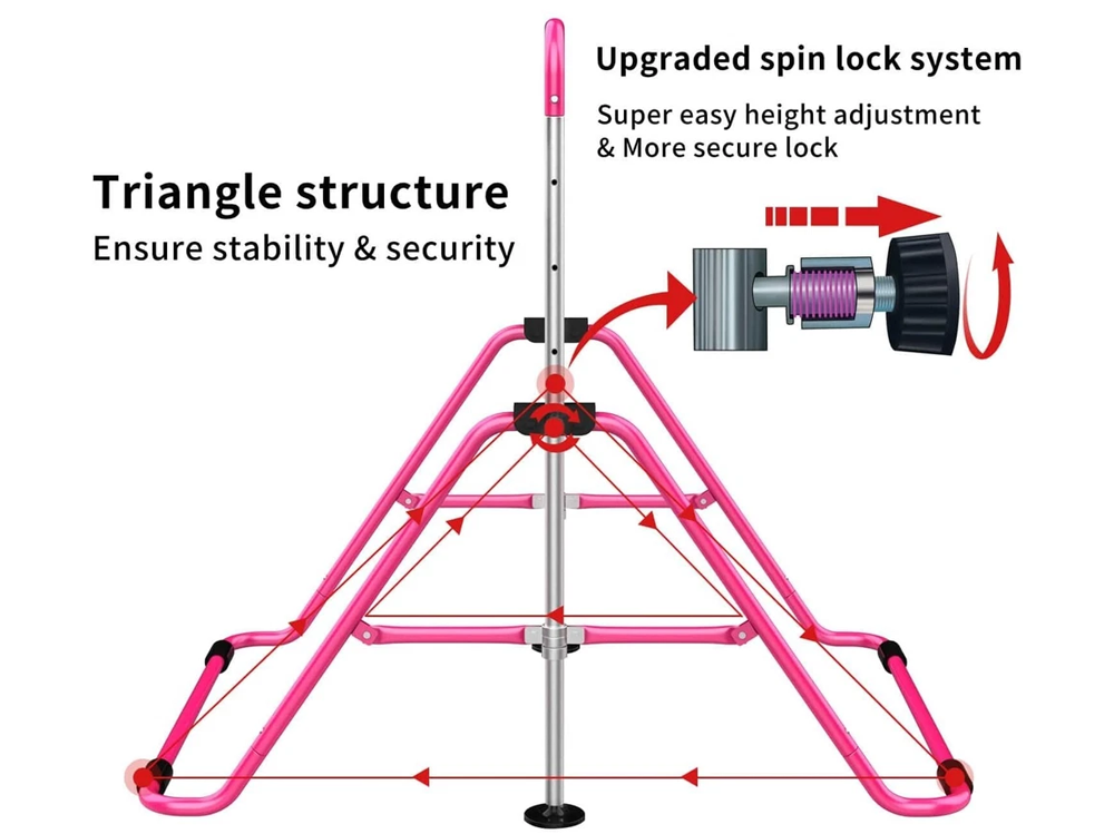 Pink gymnastic training bar with installation accessories included