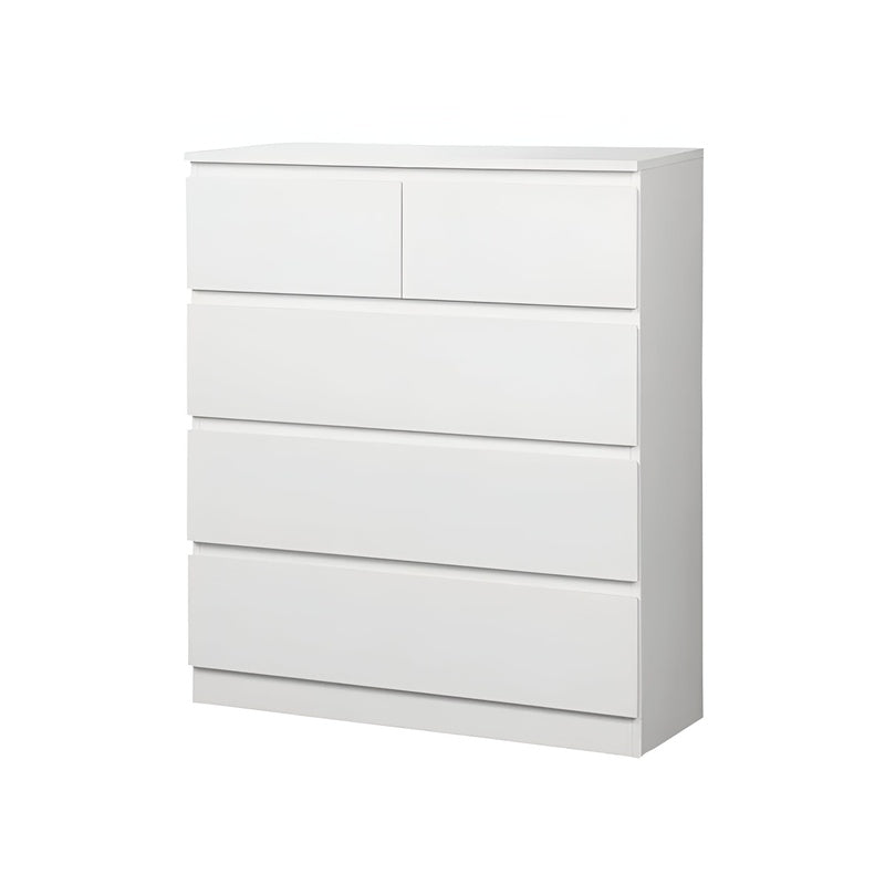 5 Drawer Tallboy white finish front view showing clean lines