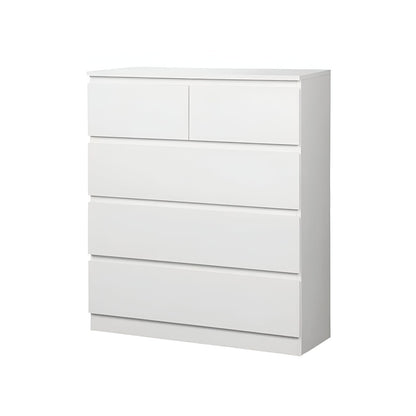 5 Drawer Tallboy white finish front view showing clean lines