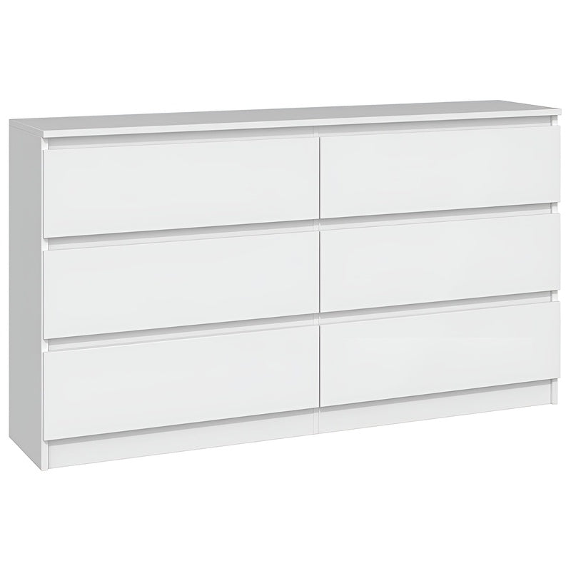 6 Drawer Lowboy chest of drawers front view in natural laminated finish