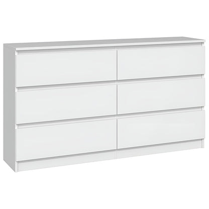 6 Drawer Lowboy chest of drawers front view in natural laminated finish