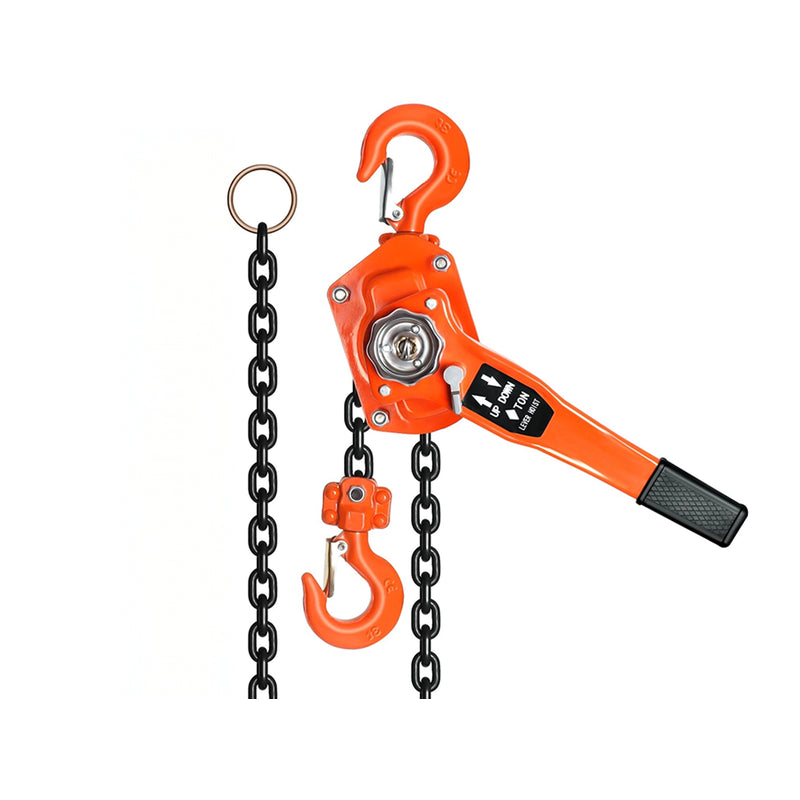 Manual lever chain hoist showing 2 ton capacity label