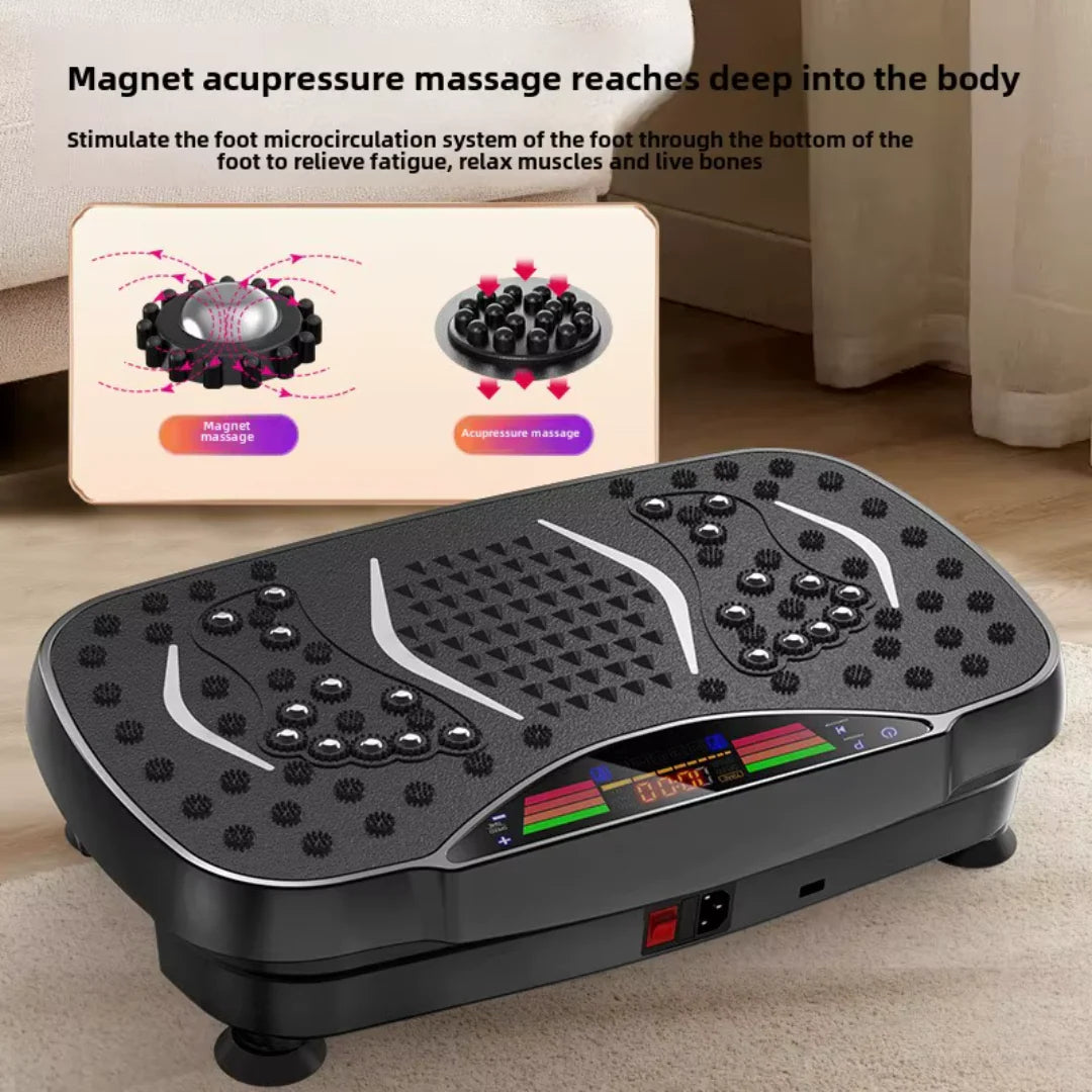 Vibration plate exercise machine compact size on wooden floor