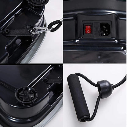 Vibration plate exercise machine with yoga straps attached