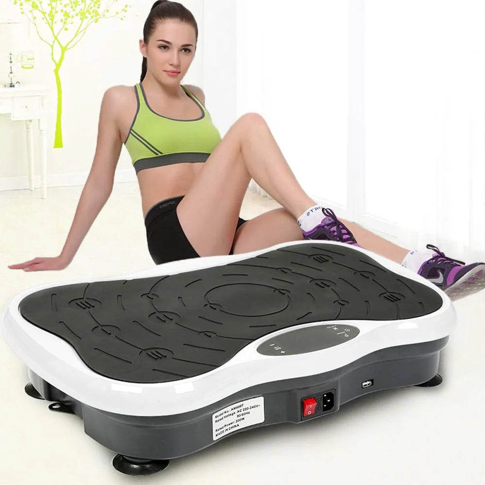 Vibration plate showing adjustable speed settings on display