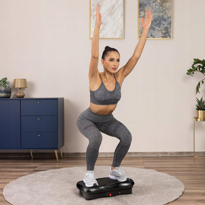 Vibration plate with yoga straps for arm workouts