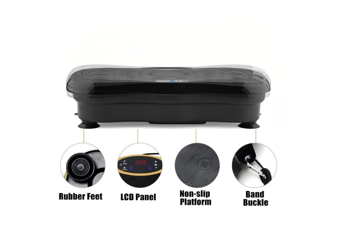 Vibration plate showing USB port for music connection