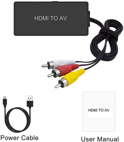 HDMI to AV Converter connected to older TV via RCA cables