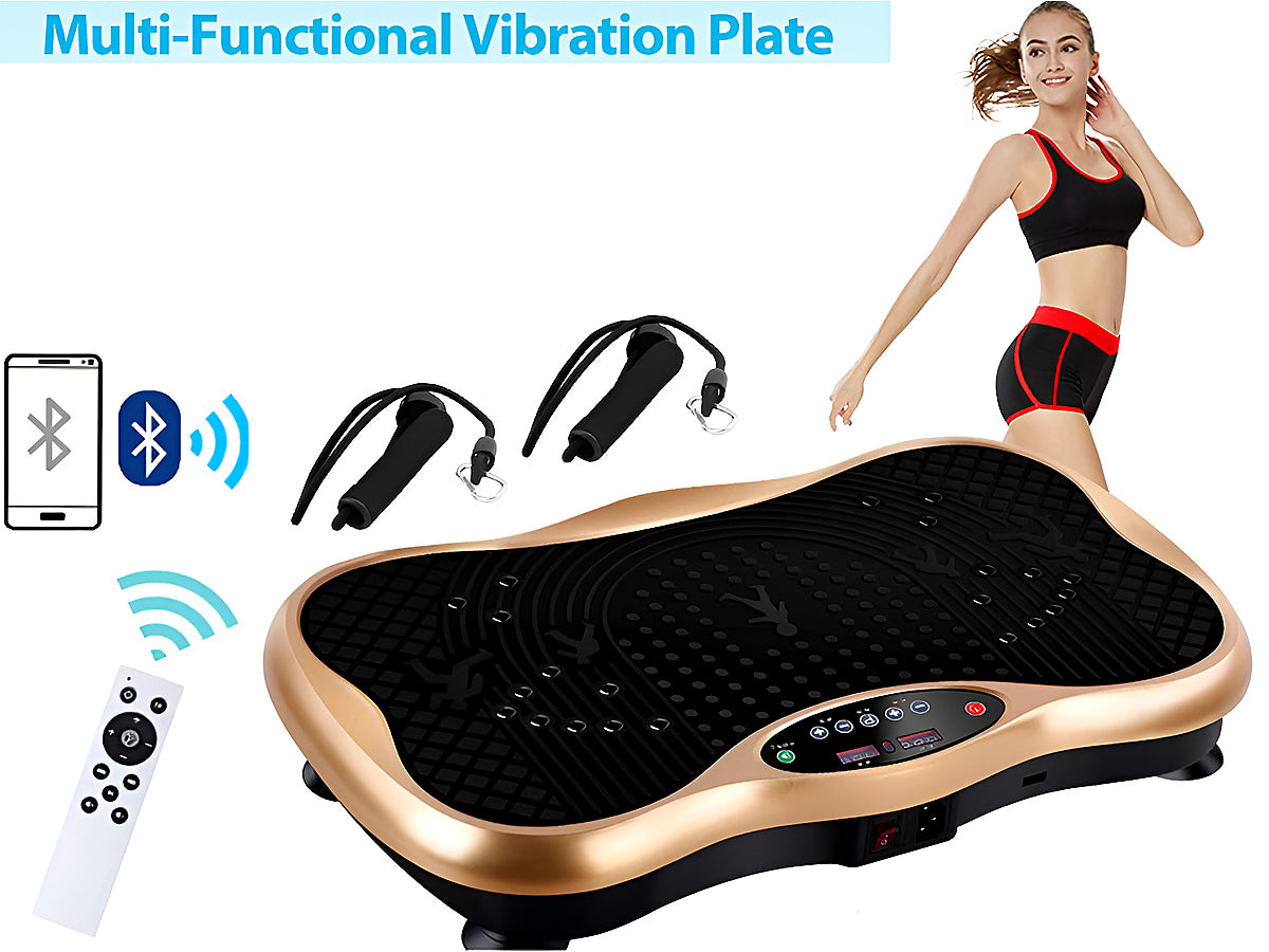 Close-up of Vibration Plate Exercise Machine Bluetooth speaker and control panel