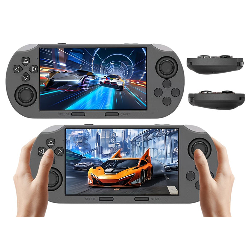 Portable gaming console retro game console front view with screen on