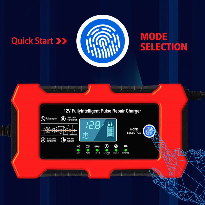 Back view of car battery charger 12V 6A with ventilation slots