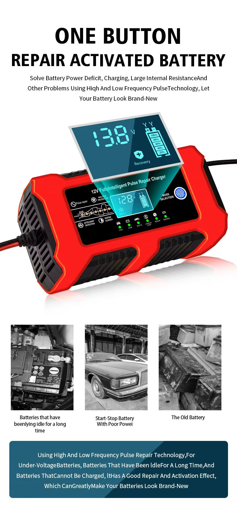Car battery charger 12V 6A with NZ power adapter included
