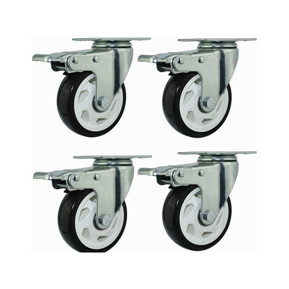 Castor trolley wheels 4 inch white metal and PVC close up