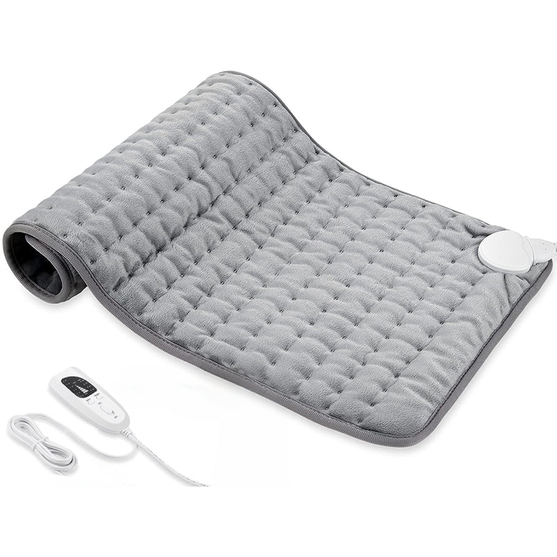 Electric hot heated blanket in light grey soft polyester fabric