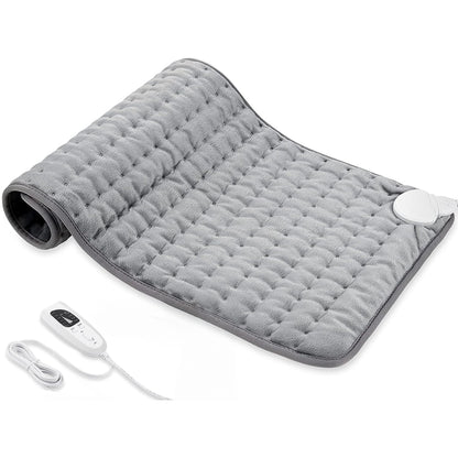 Electric hot heated blanket in light grey soft polyester fabric