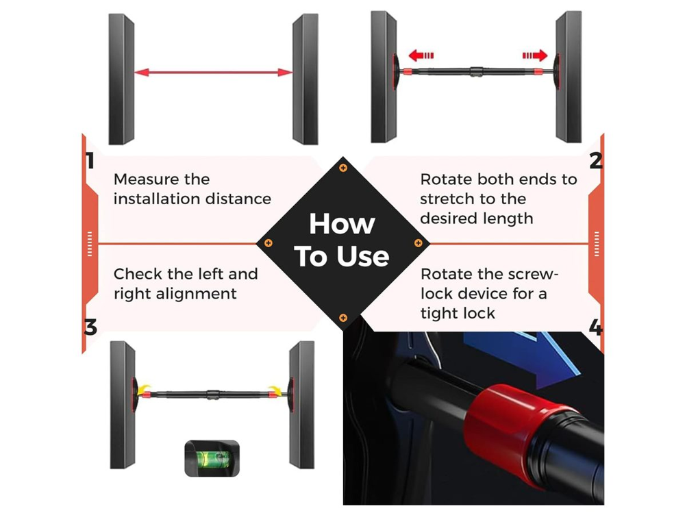 Pull up bar packaging including user manual and bar