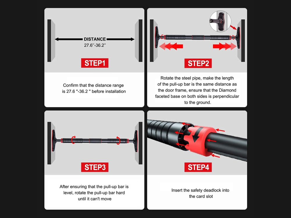 Pull up bar packaging including user manual and bar