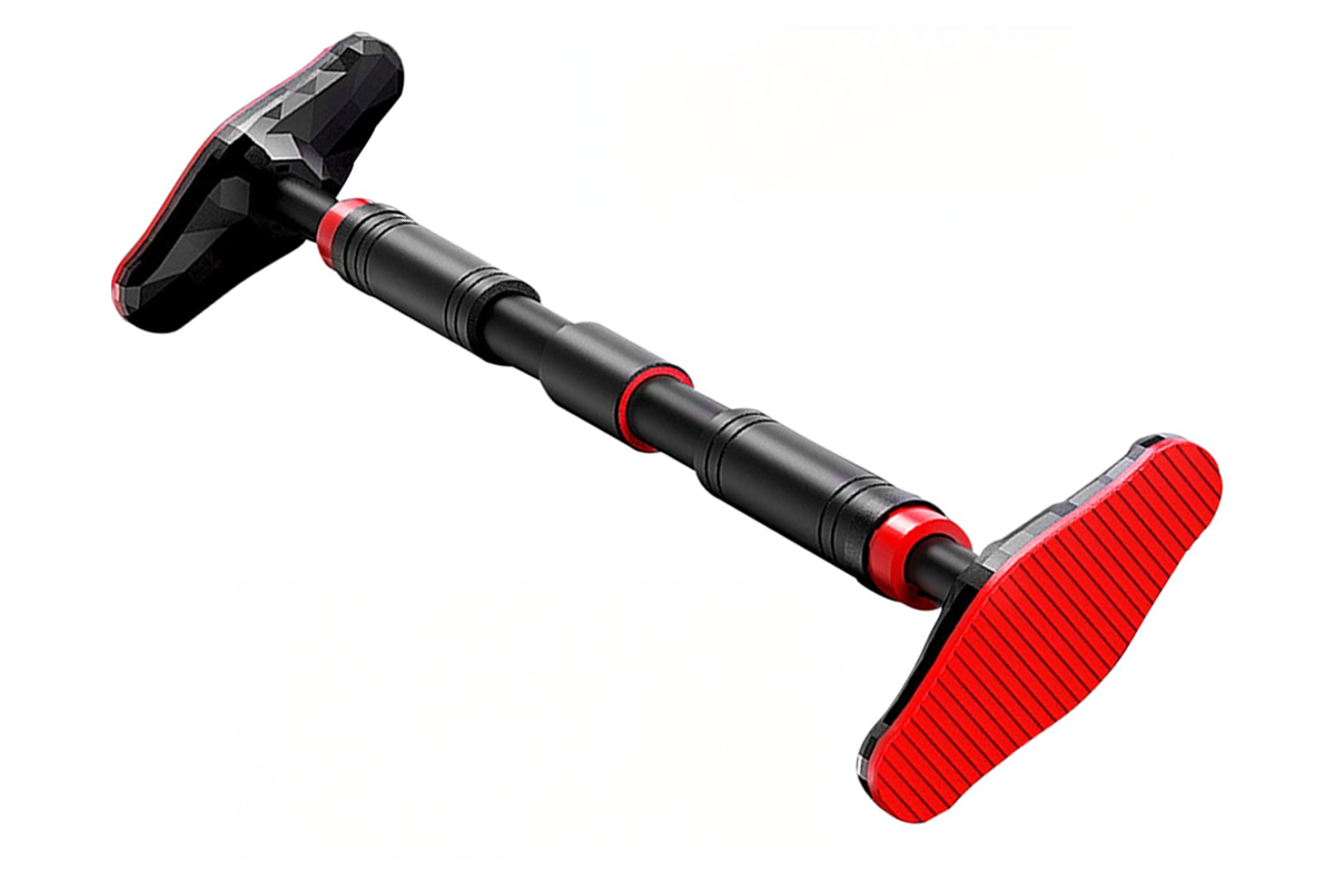 Close up of foam grips on adjustable chin up pull up bar