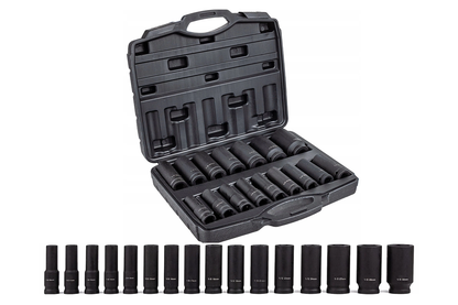 Close up of black phosphate finish on socket set