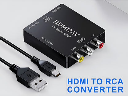 Close-up of HDMI output port on HDMI to RCA converter adapter
