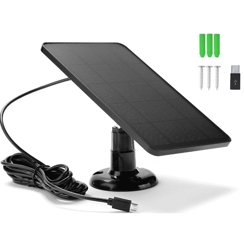 Solar panel for CCTV security camera front view in black