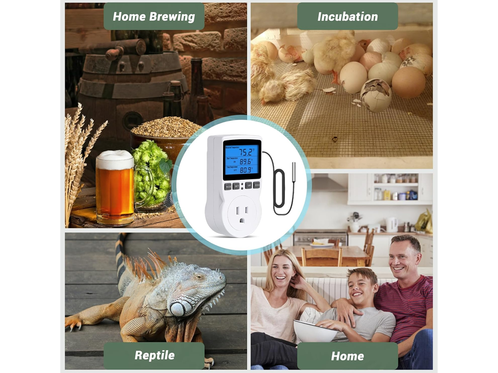 Digital temperature controller timer with temperature range visible on screen