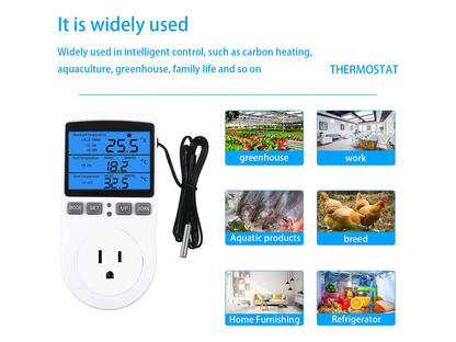 Digital temperature controller timer with temperature range visible on screen