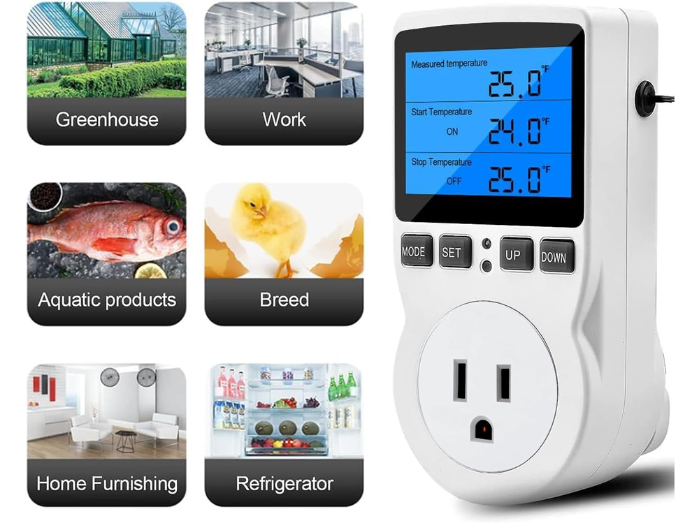 Digital temperature controller timer controlling aquarium temperature