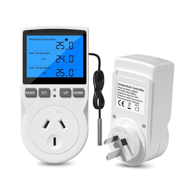 Digital temperature controller timer front view with clear display