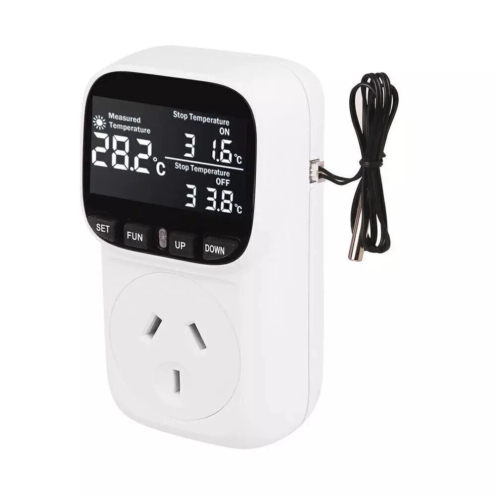 Digital temperature controller timer plugged into NZ power socket
