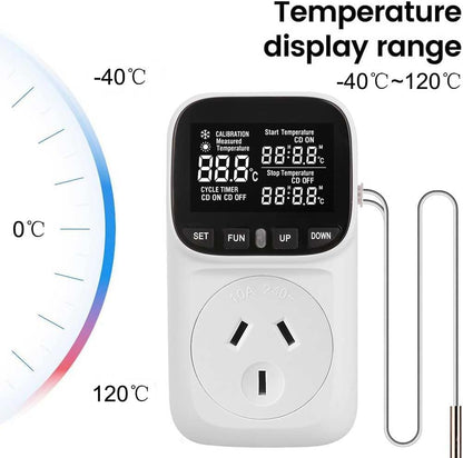Digital temperature controller timer highlighting low power consumption feature