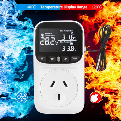 Digital temperature controller timer with user manual and packaging