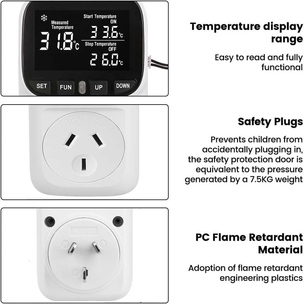 Digital temperature controller timer with user manual and packaging
