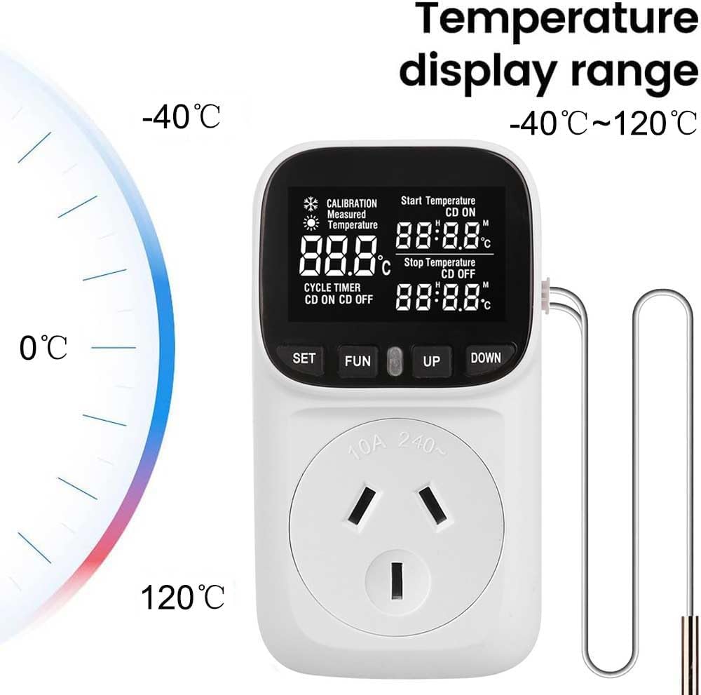 Digital temperature controller timer with user manual and packaging