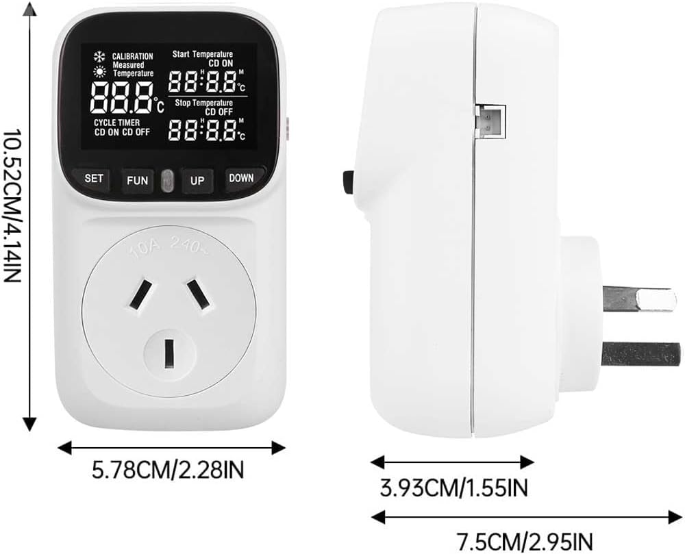 Digital temperature controller timer with user manual and packaging