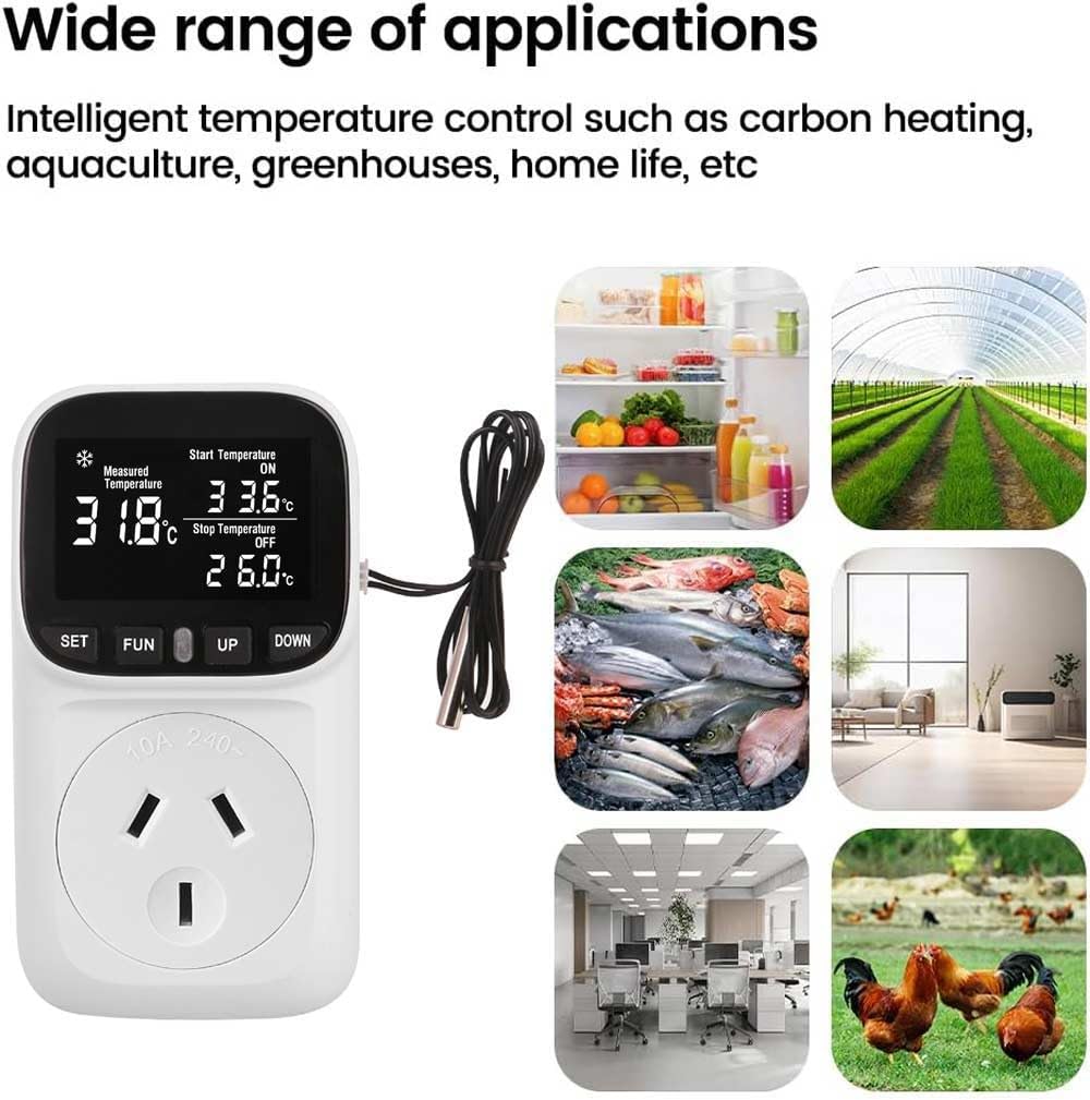 Digital temperature controller timer with user manual and packaging